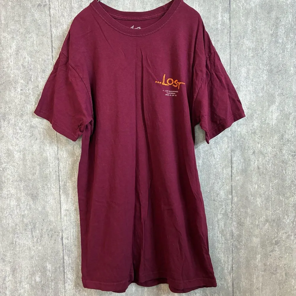 ロスト 半袖 Tシャツ クルーネック スカル M 紫 綿 カジュアル