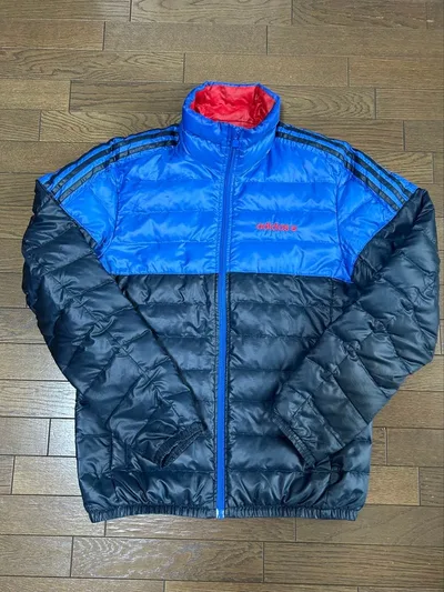 adidas NEO ダウンジャケット ブルー レッド