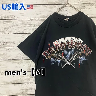 ●T462【US輸入】プリントTシャツ ブラック系 men's【M】