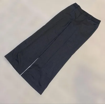 コムサイズム スラックス M相当 グレー ストライプポリエステル美品