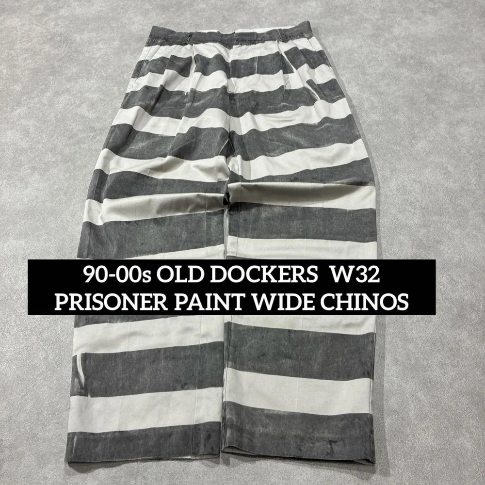 90-00s OLD DOCKERS ペイント加工 囚人プリズナーワイドチノ32
