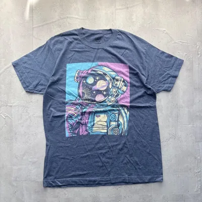 【SUNDAY】US古着 宇宙飛行士 ビックグラフィックTシャツ ブルー L