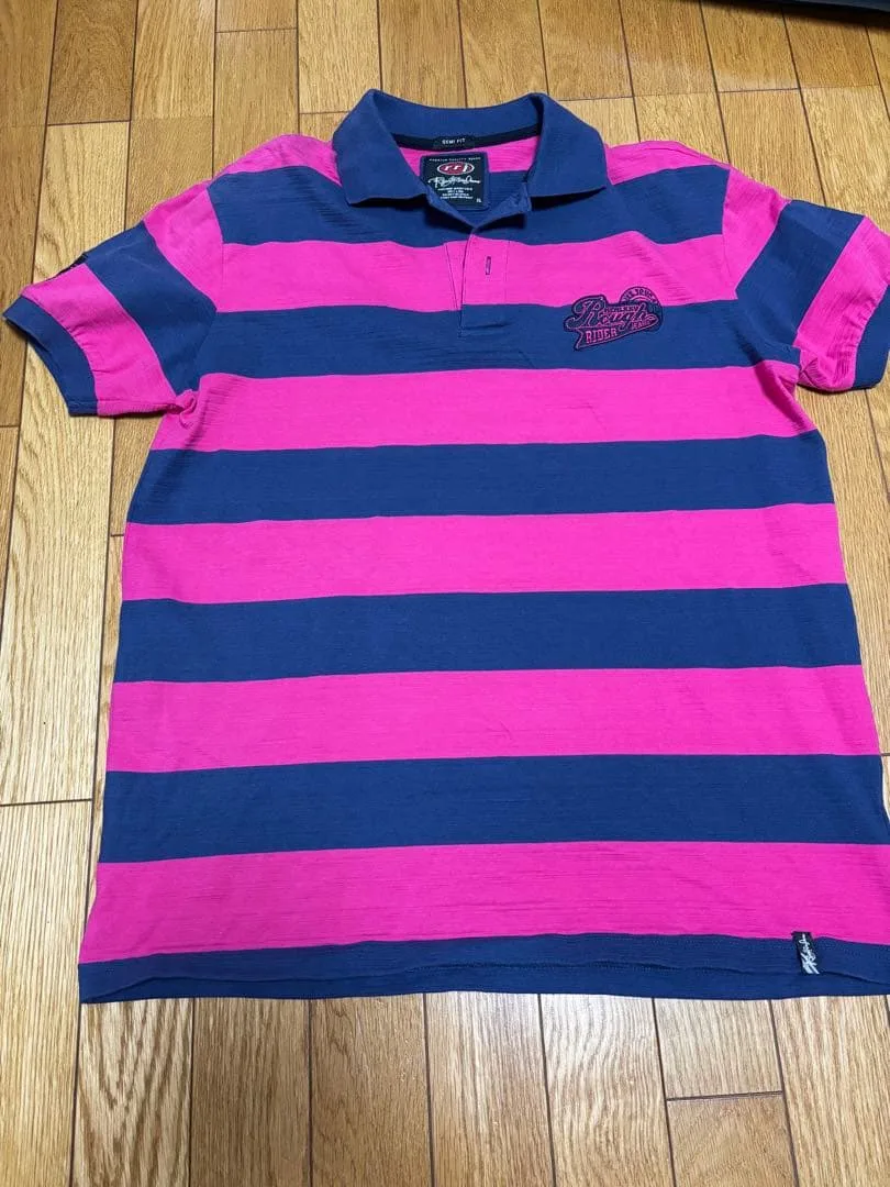 RRJ ポロシャツ ピンク ネイビー ボーダー XL