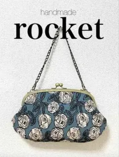 ハンドメイド がま口バッグ ポーチ rosy ブルー ピンク ミナペルホネン