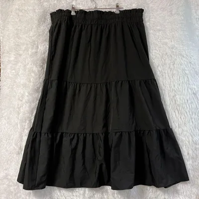 シーイン SHEIN ティアード ロングスカート 4XL 大きいサイズ ブラック