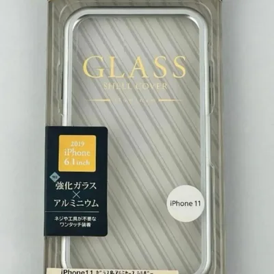 iPhone 11 保護 強化 ガラス アルミケース 透明 シルバー 銀 N22