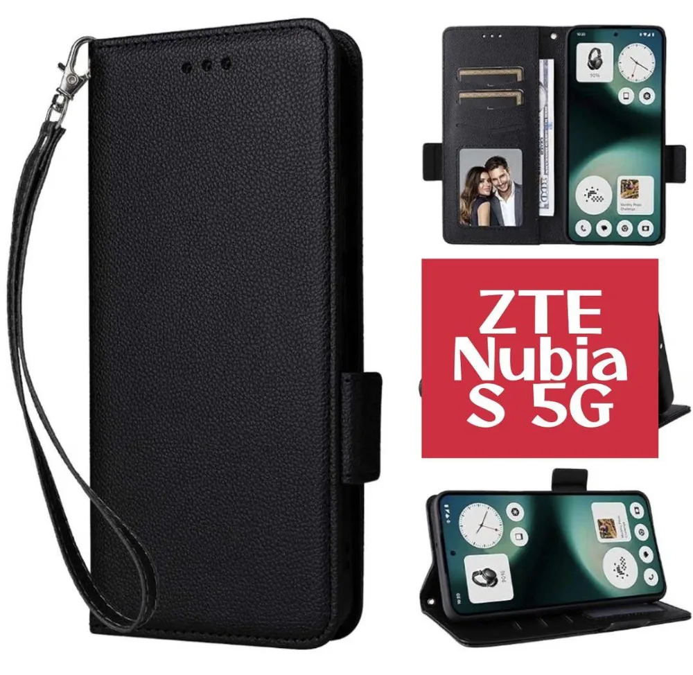 ZTE Nubia S 5G スマホケース 手帳型 黒 スタンド機能 カード収納