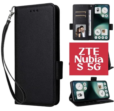 ZTE Nubia S 5G スマホケース 手帳型 黒 スタンド機能 カード収納
