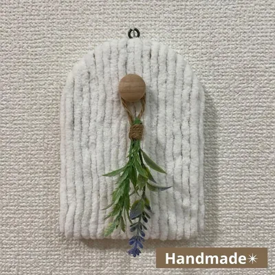 ハンドメイド ウォールフック 北欧インテリア 木製 壁掛け ラベンダー ホワイト