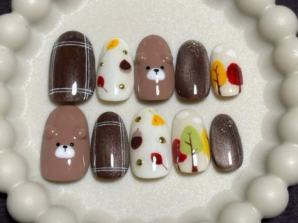 秋のくま ネイル