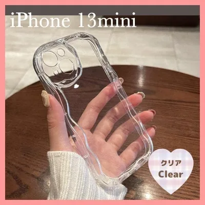 iPhone 13mini うねうね ウェーブ スマホケース 透明クリア カバー