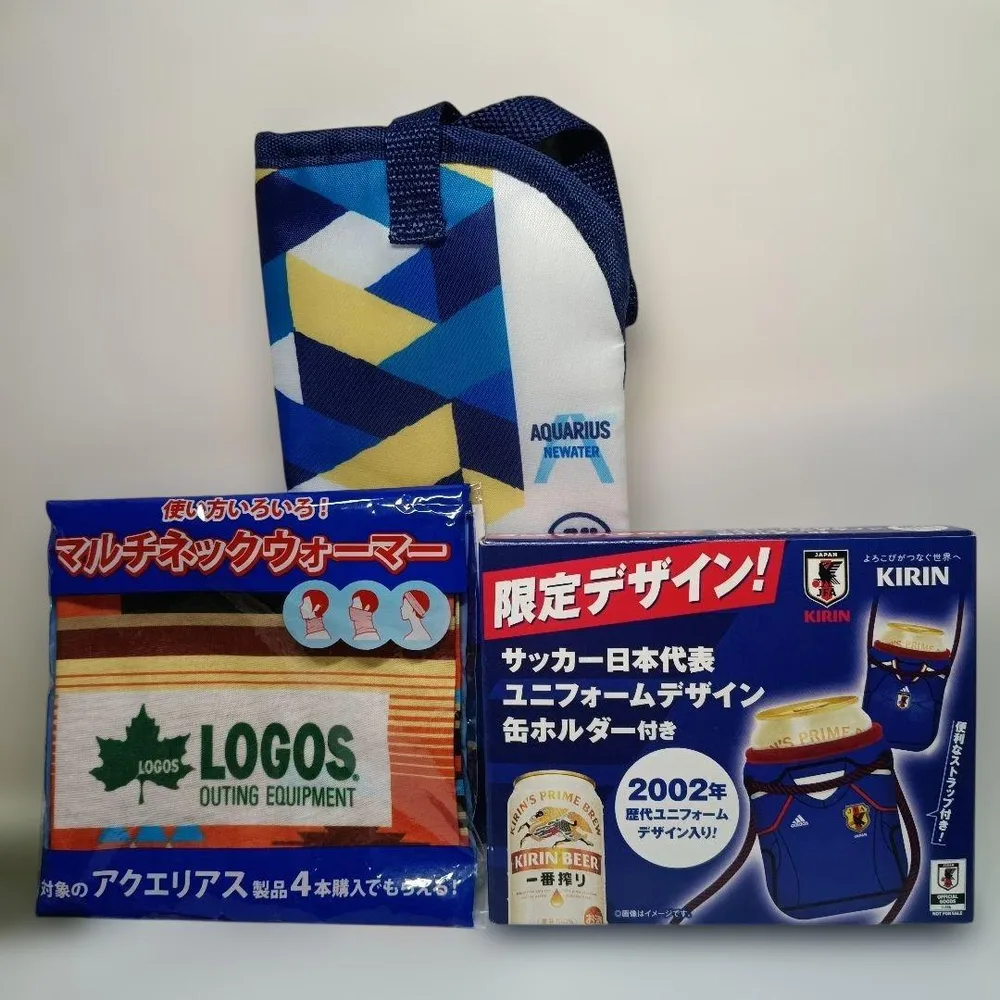 三点セットKIRIN サッカー日本代表 缶ホルダー ネックウォーマー 保冷バック