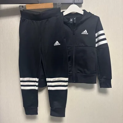 adidas キッズ ジャージ 上下セット ブラック 130 美品