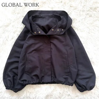【GLOBAL WORK】マウンテンパーカー ゴールド金具 金ボタン ネイビー