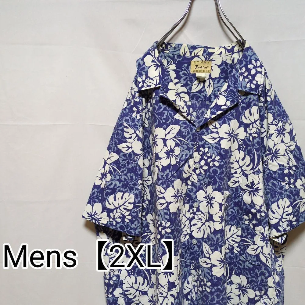 P85【US輸入】TOMMY HAWAII 半袖アロハシャツ【2XL相当】総柄