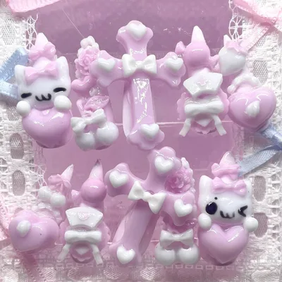 地雷系 量産型 姫系 ハンドメイド ネイルチップ 平成女児