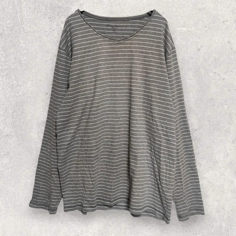 エディーバウアー Tシャツ L グレー ボーダー 長袖 ゆったり