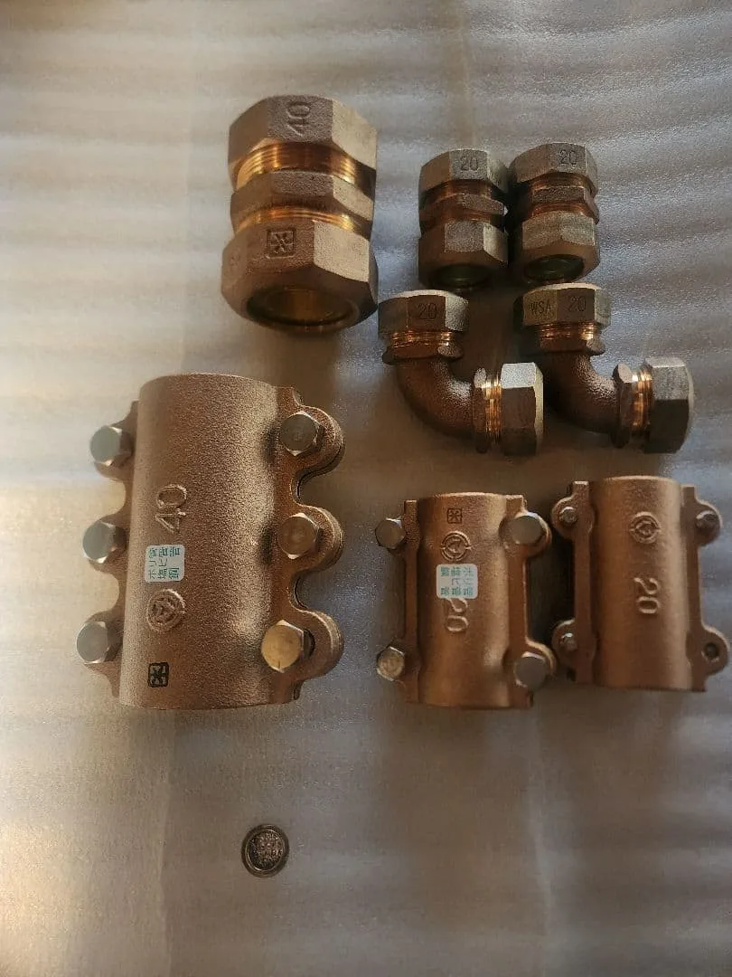配管継手セット 40/20 補修用クランプ エルボ ユニオン、未使用新品
