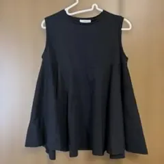 yori ヨリノースリーブ カットソー チュニック ペプラム フレア ブラック