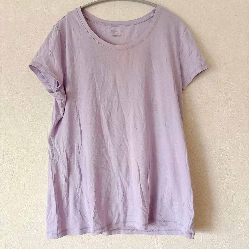 ノーバウンダリーズ Tシャツ クルーネック 半袖 無地 3L 紫 綿