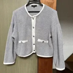 COMME CA ISM ワッフルニットカーディガン グレー F