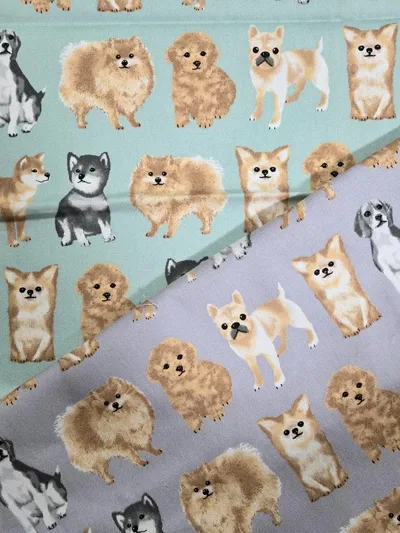 【未使用】犬柄 生地 はぎれ 2色セット 綿 110×40cm 日本製