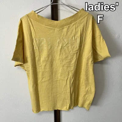 レディース イエロー Tシャツ 半袖 ロゴ入り オーバーサイズ フリーサイズ