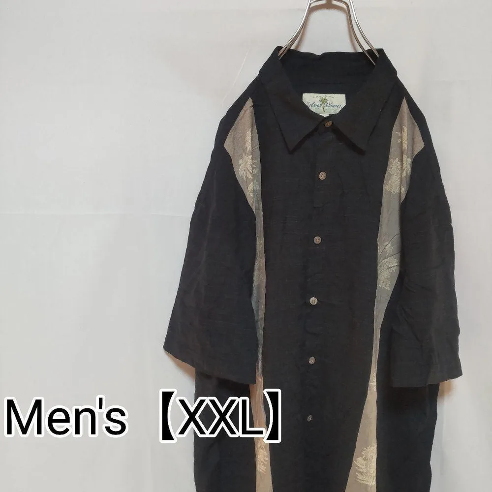 Q124【US輸入】Island Shores アロハシャツ【XXL】ブラック他