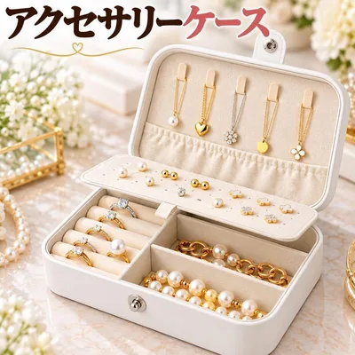 アクセサリーケース ジュエリーボックス コンパクト 収納 ホワイト