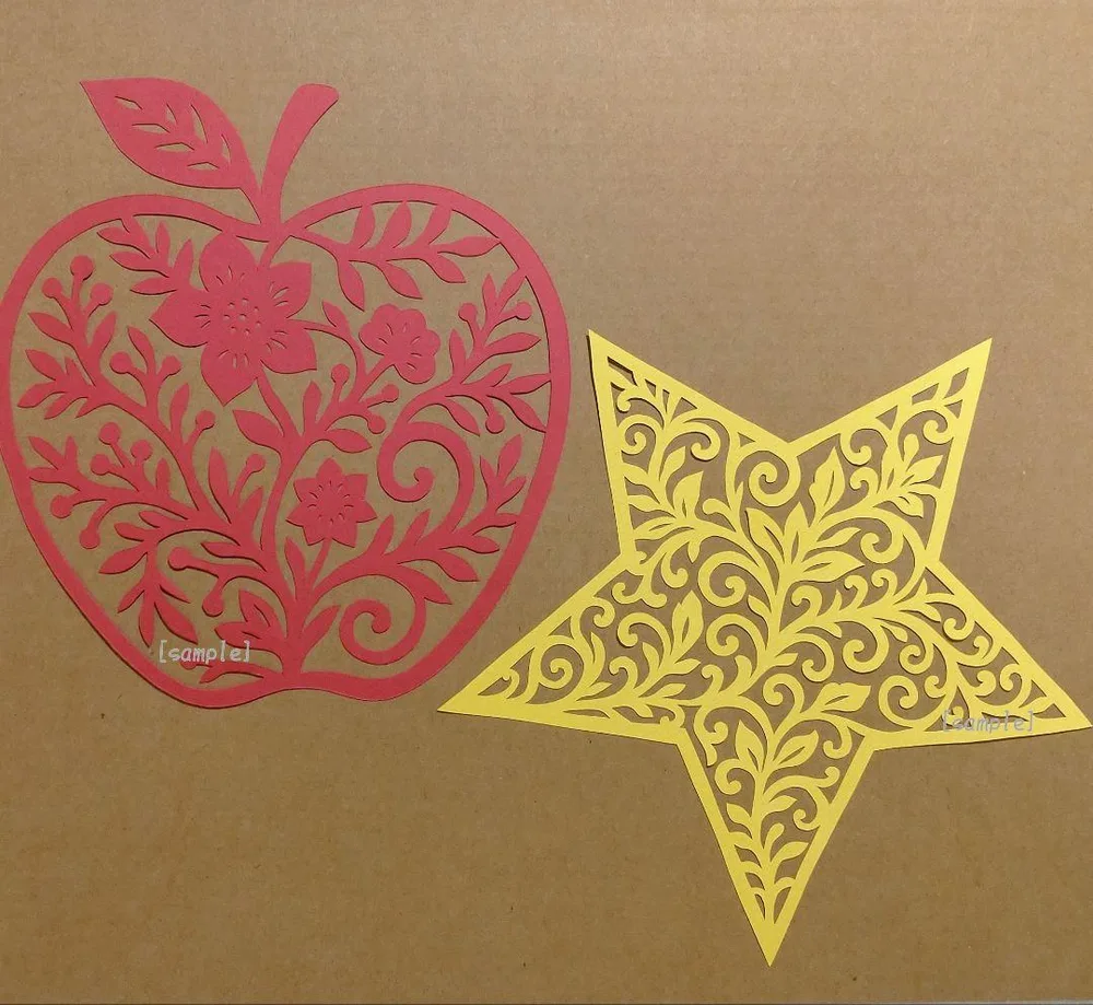 りんごと星の切り絵 オリジナルデザイン