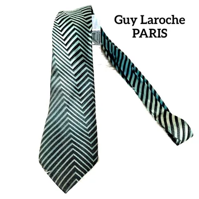 Guy Laroche PARIS メンズ ネクタイ グリーン シェブロン