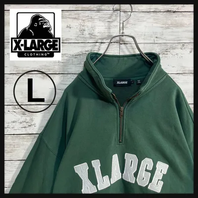 XLARGE エクストララージ アーチロゴ刺繍 ハーフジップ スウェット L
