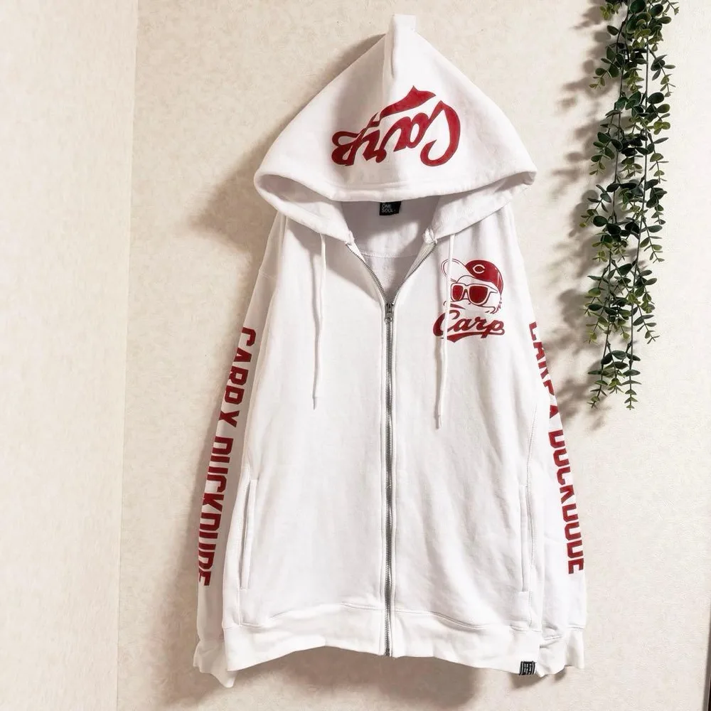 DUCK DUDE 広島東洋カープ ジップパーカー L 白 綿 カープ 希少