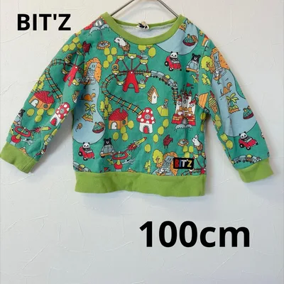 BIT'Z キッズ 長袖 トレーナー グリーン 100cm綿100%