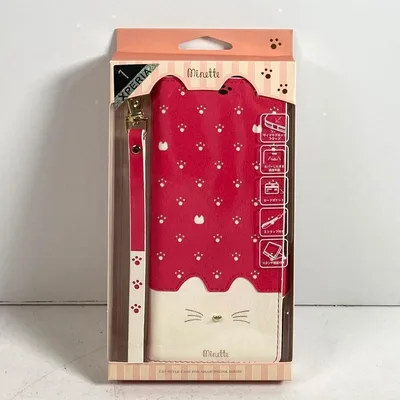 エクスペリア 1 スマホケース 手帳型 猫 かわいい ピンク×ホワイト 21