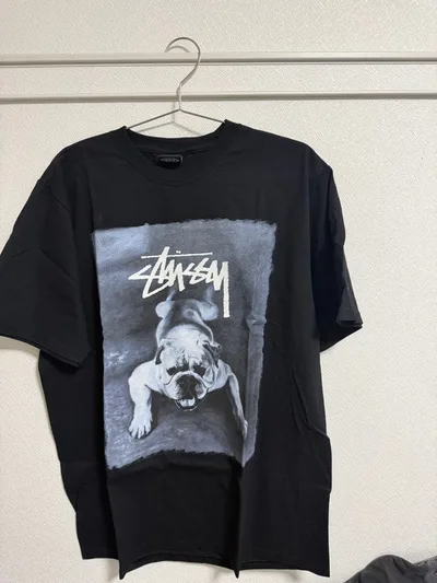 STUSSY Tシャツ ブラック ブルドッグプリント
