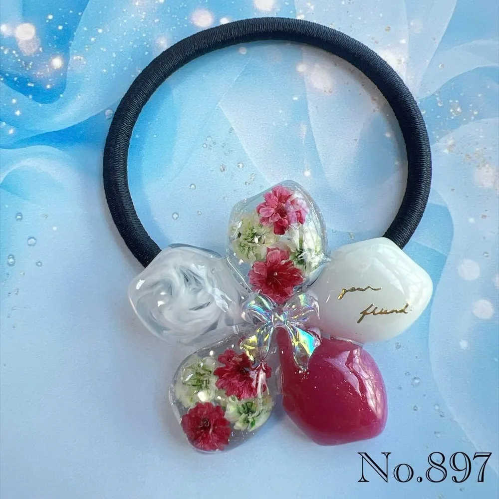 レジン ヘアゴム ドライフラワー No.897