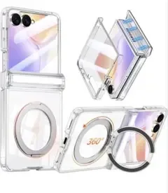 Galaxy Z Flip8 ケース 360°回転スタンド付きMagSafe対応