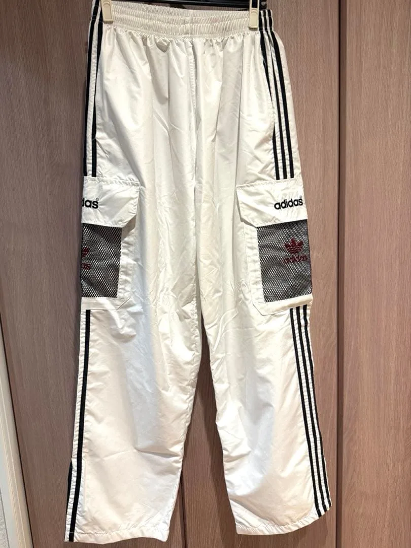 adidas アディダス ホワイト メッシュナイロンパンツ