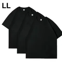 メンズ 半袖Tシャツ 黒 3枚組 綿100% 220g クルーネック LL