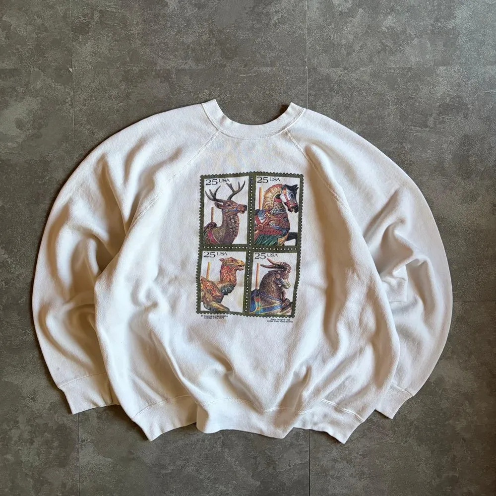 80s USA製 TULTEX ヴィンテージスウェット ホワイト XL アート