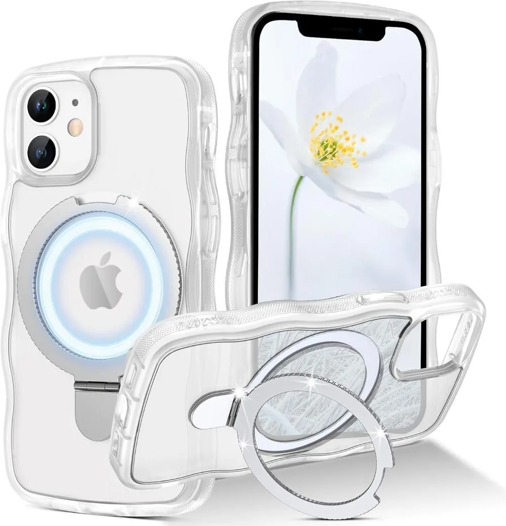 ☆GUAGUA iPhone12Mini用ケース スタンド付き クリアホワイト