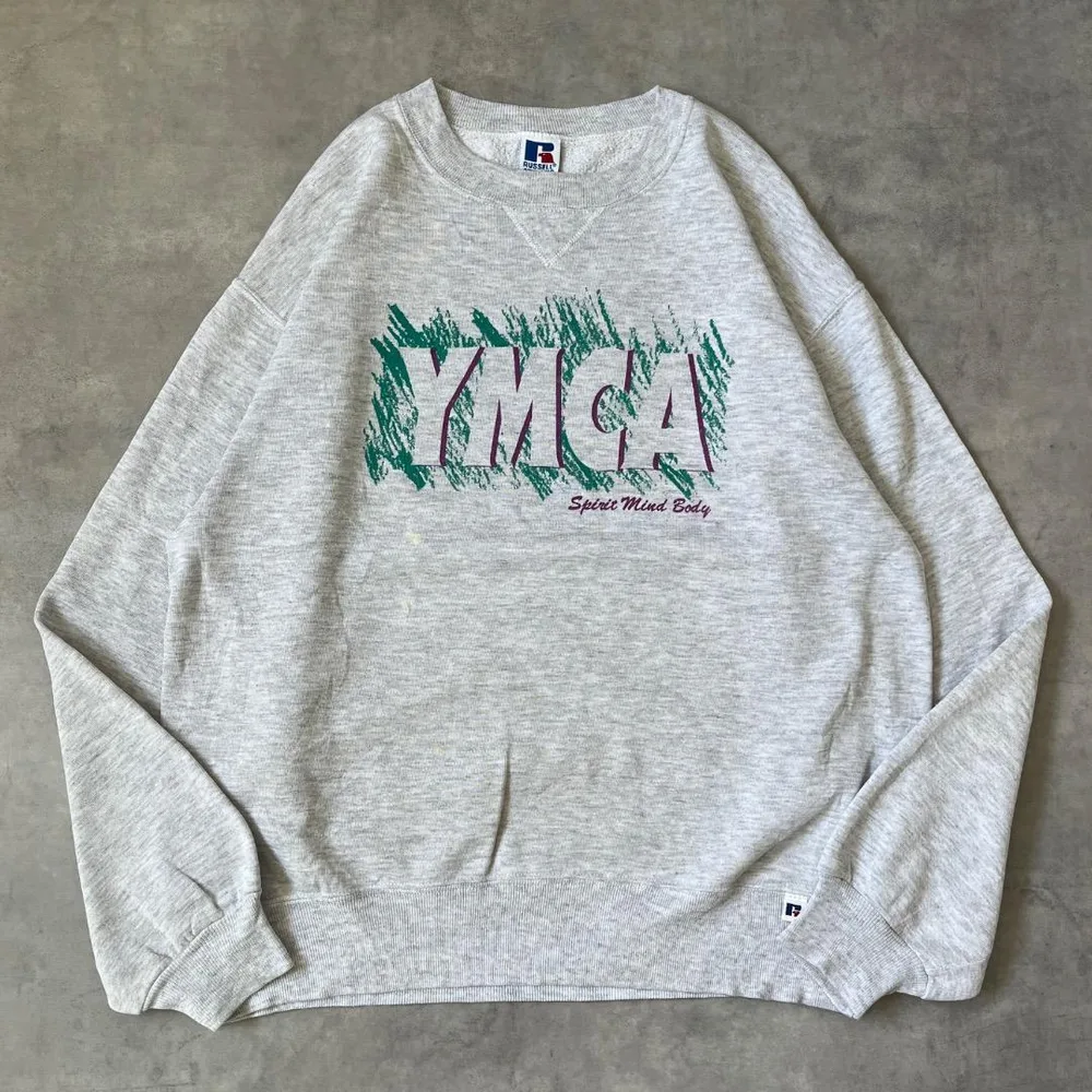 ラッセルアスレチック スウェット 古着 90s USA L 企業ロゴ 17555