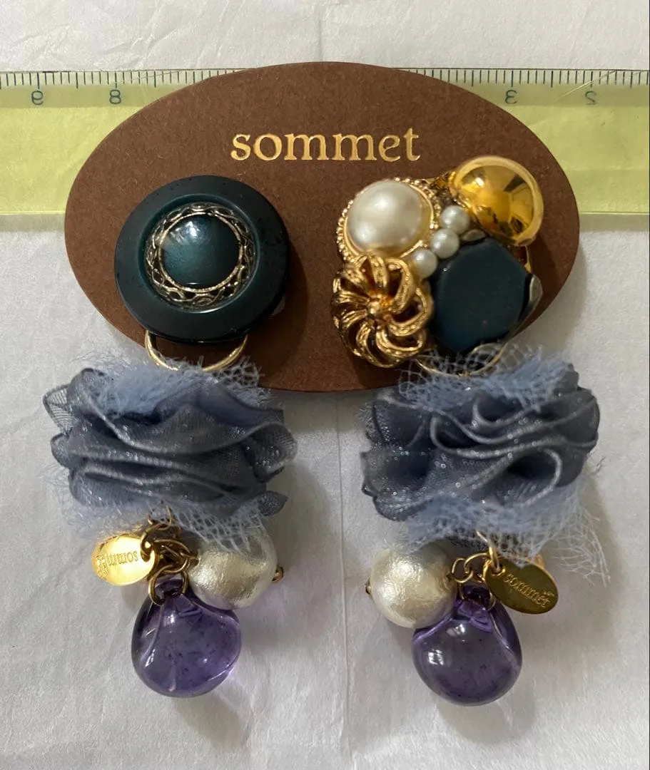 sommet ブルーボタンイヤリング