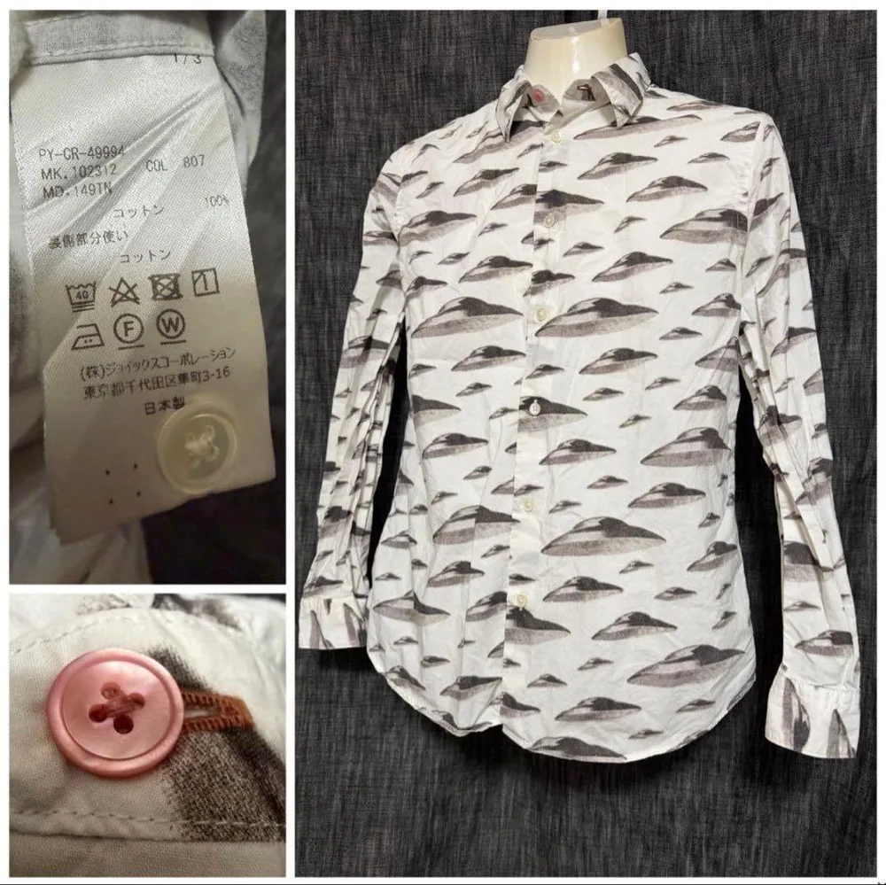 定価19800円 Paul Smith 総柄シャツ 日本製 シェルボタン 長袖