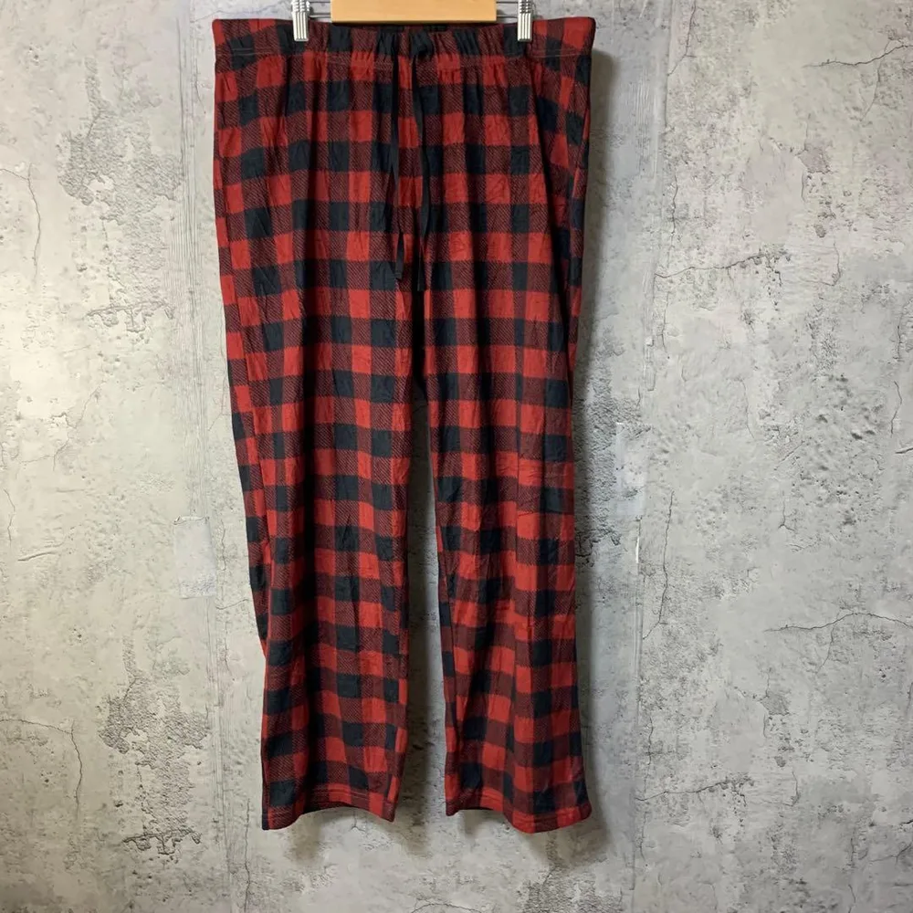 B4049古着 チェックパンツ パジャマパンツ 赤 黒 90s Y2K