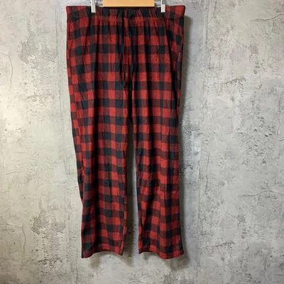 B4049古着 チェックパンツ パジャマパンツ 赤 黒 90s Y2K