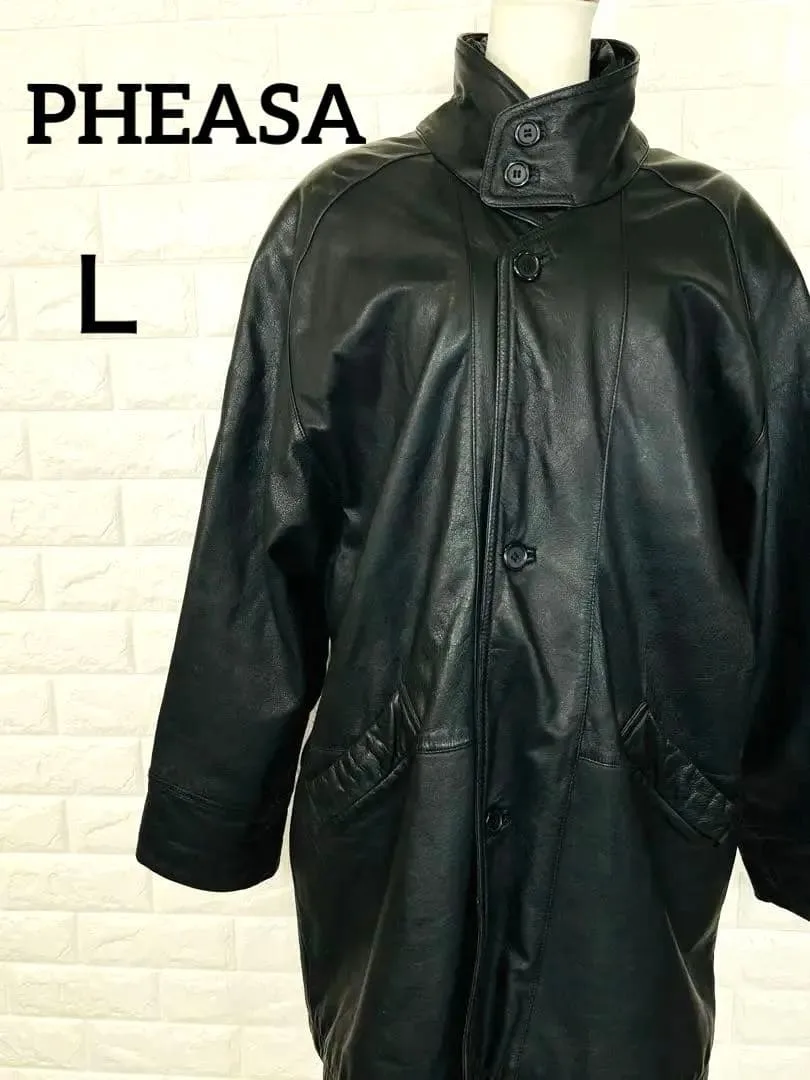 PHEASA 本革レザージャケット ハーフコート 牛革 ブラック L