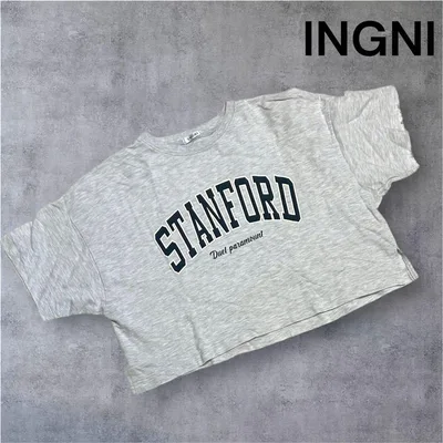 【INGNI イング】 STANFORDロゴ クロップドTシャツ グレー