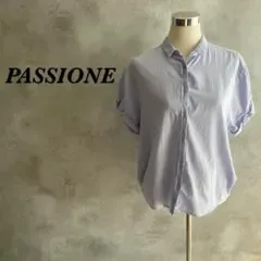 PASSIONE パシオーネ シャツ ブラウス 半袖 38 ライトブルー 477